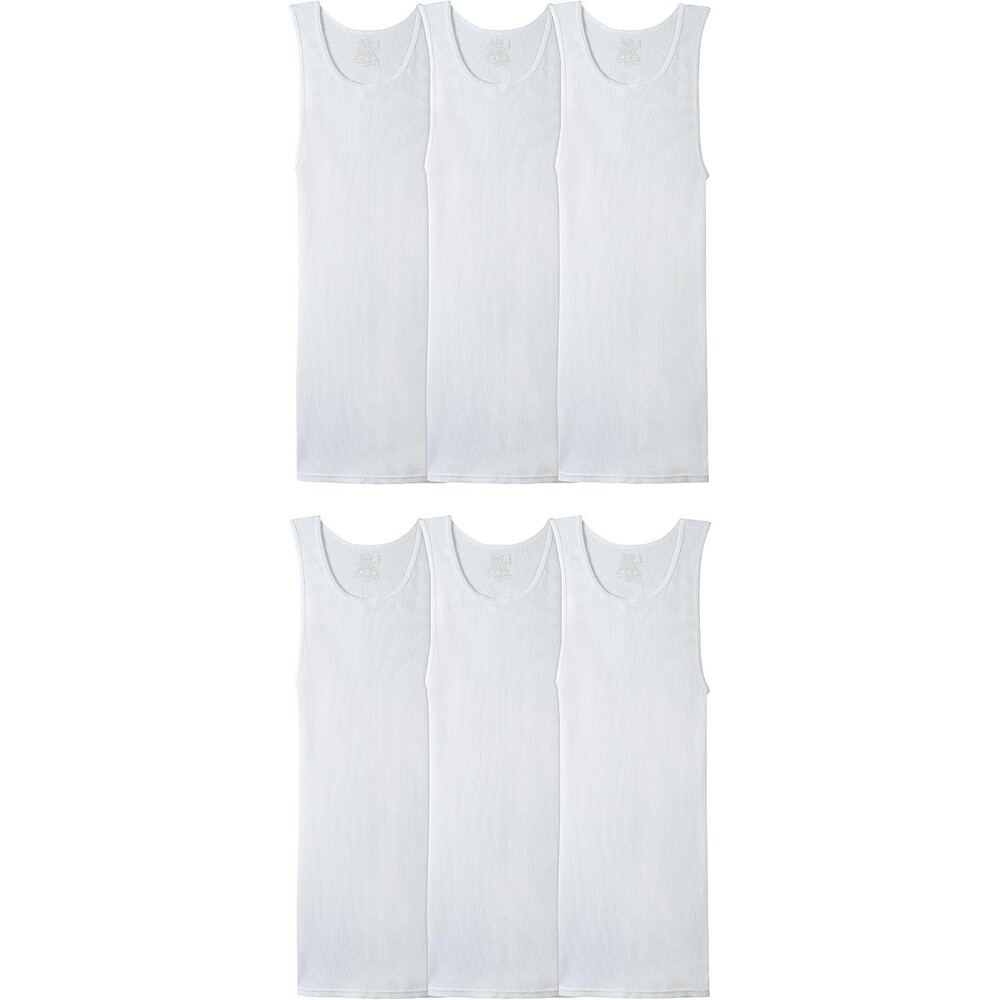 6-Pack Fruit of the Loom Men's Tank A Shirts LARGE 42-44 Sleeveless Moisture